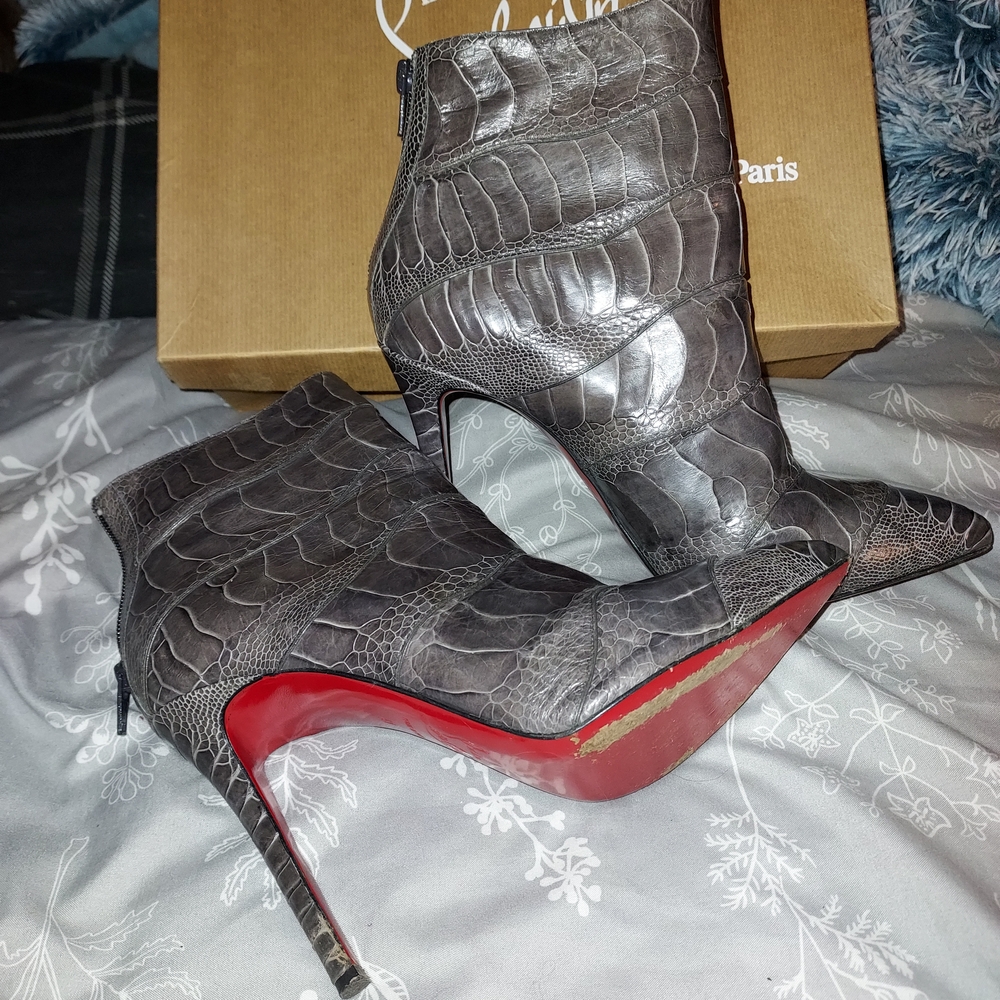Christian Louboutin Ostrich Ankle Boots